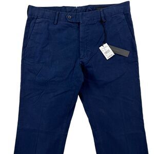 New Dylan Gray Men US 33 Navy Blue Regular Chinos Pants Slash Pockets Classic